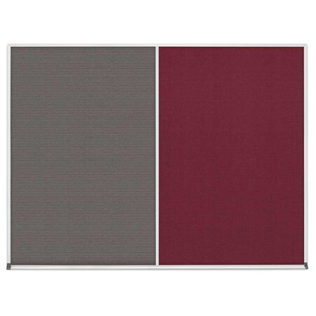 United Visual Products Triple Door Radius Corkboard, 96"x48", Sat, UV7006RC-SATIN-PEARL UV7006RC-SATIN-PEARL